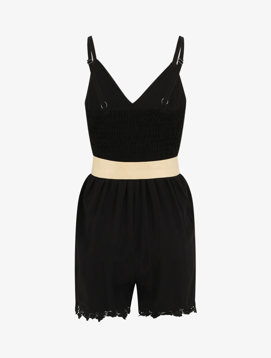 Combishort à boutons stylisés - Noir - 2