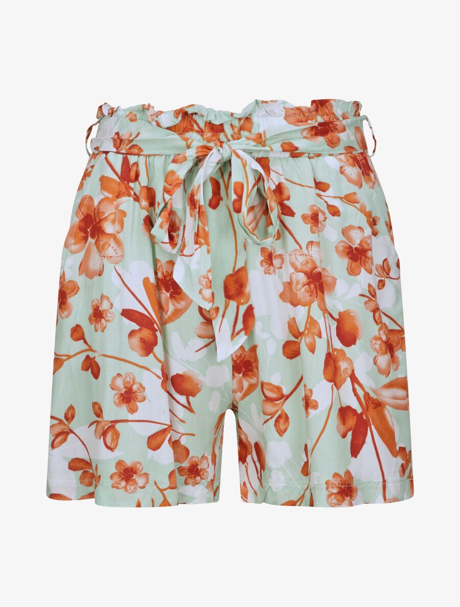 Short fluide motifs pétales de roses - Vert amande - 1