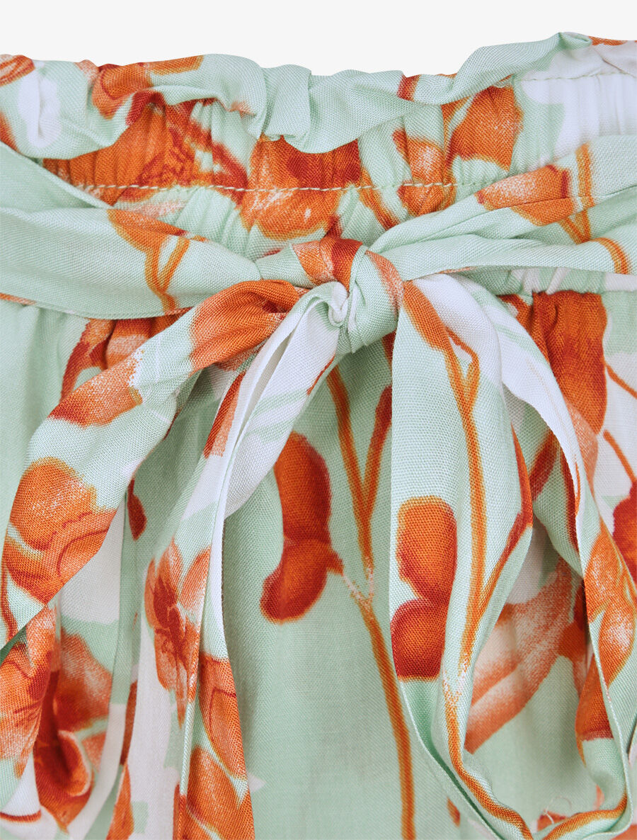 Short fluide motifs pétales de roses - Vert amande - 3