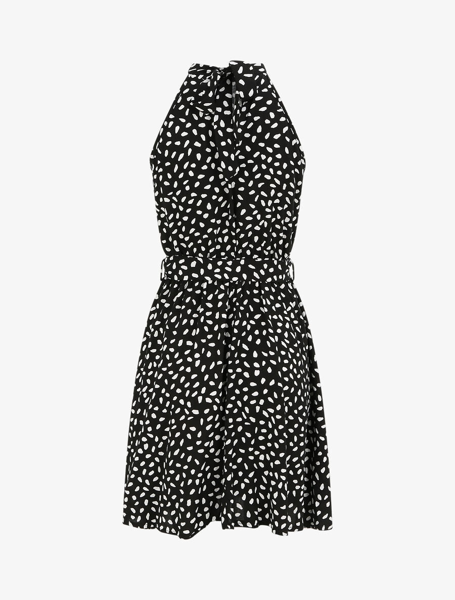 Robe cintrée à imprimé moucheté - Noir - 2