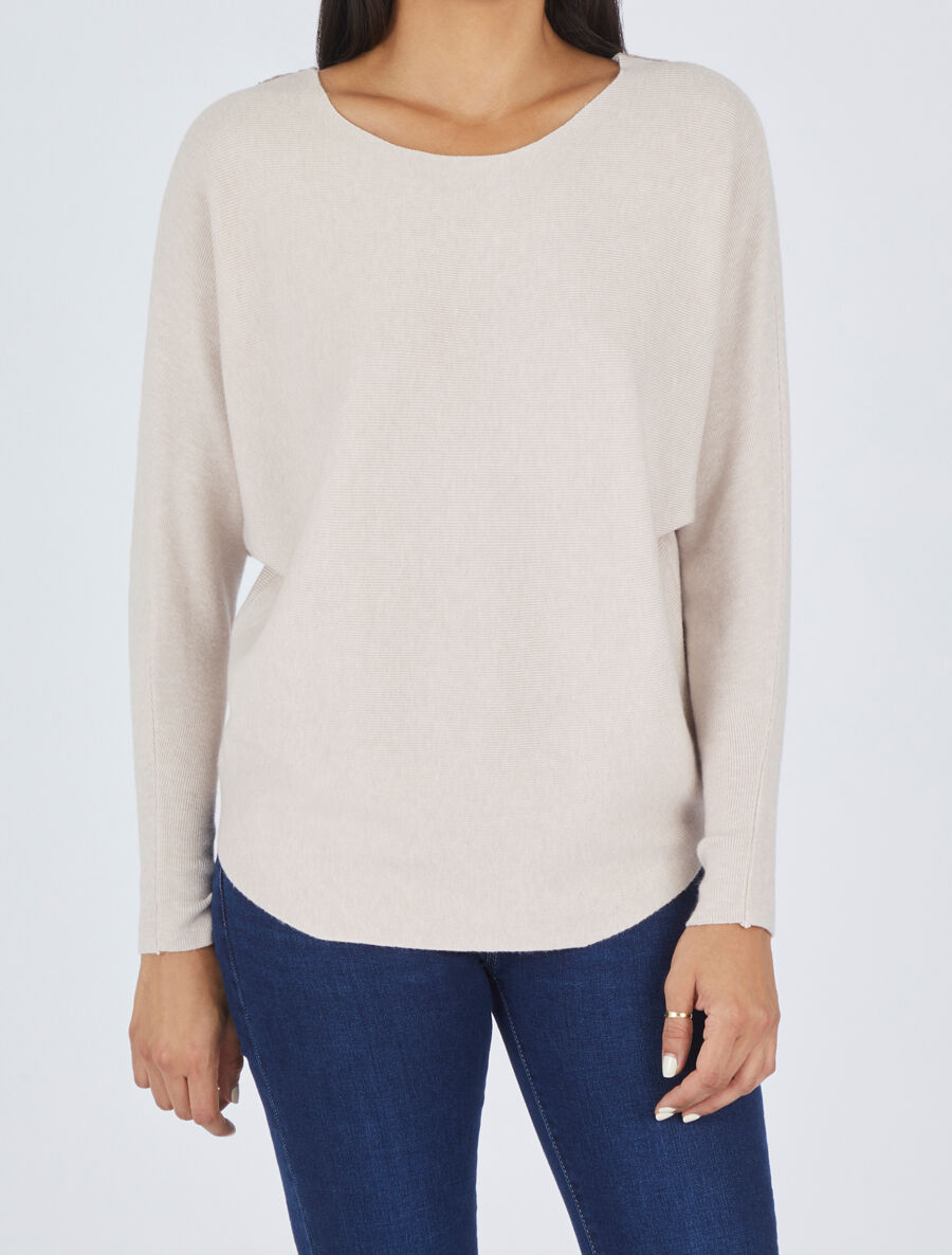 Pull à dos en dentelle - Beige - 5