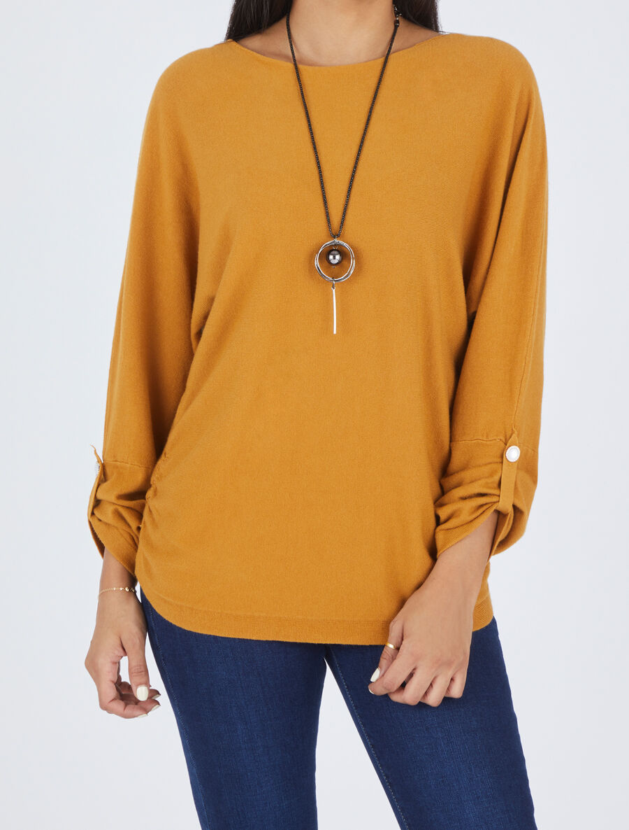 Pull ample à poignets boutonnés - Safran - 4