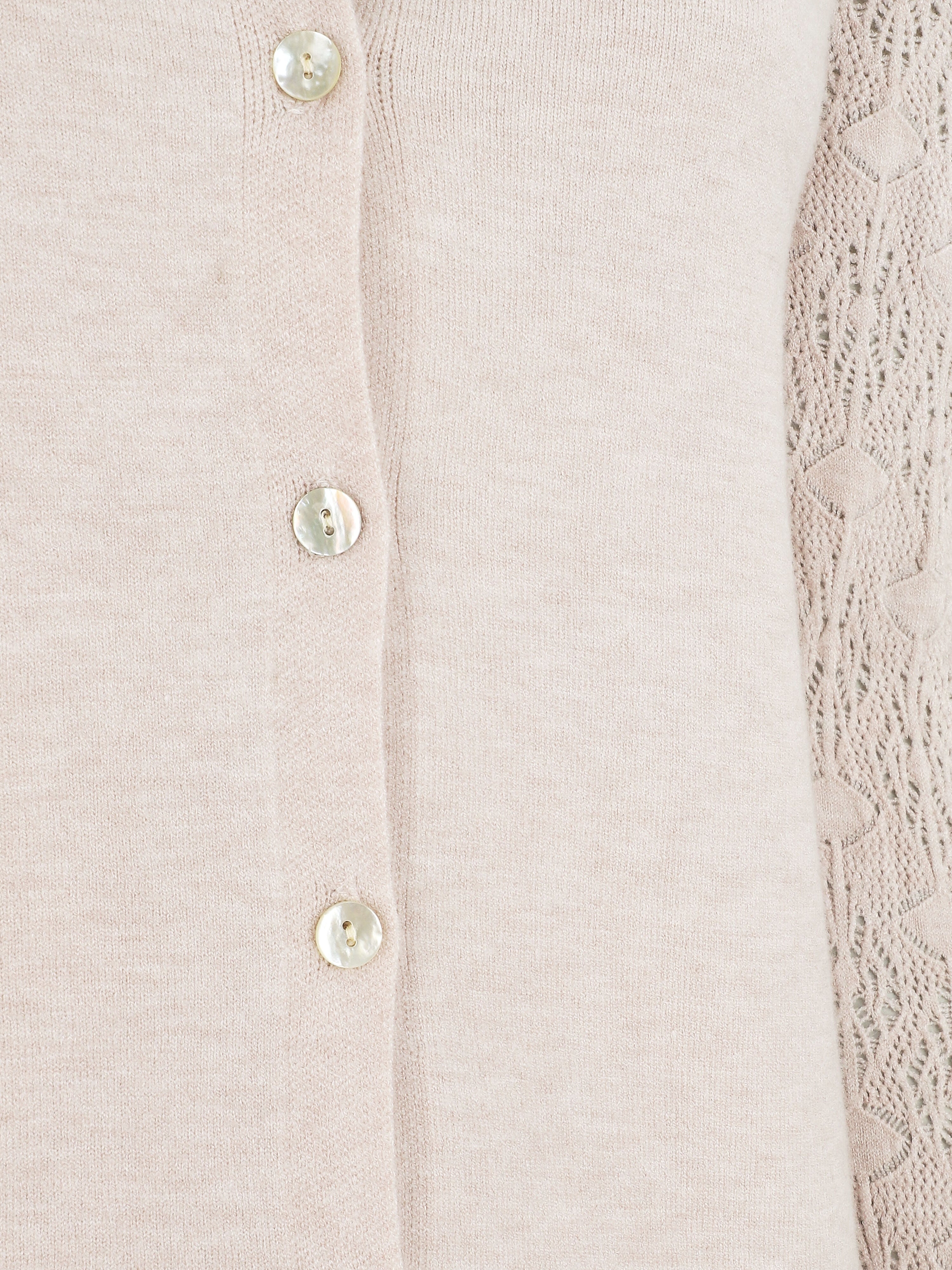 Gilet droit à manches en maille fantaisie - Beige - 3