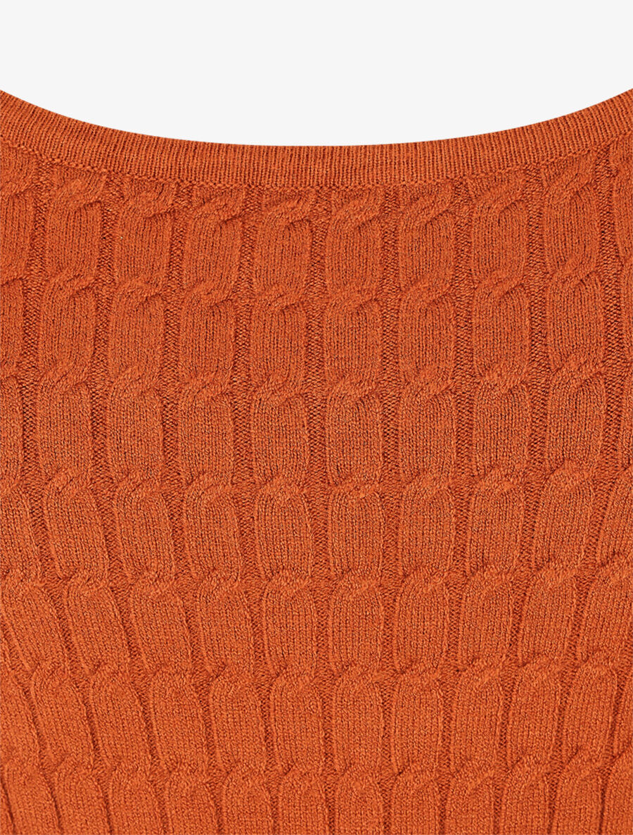 Pull col montant et decolleté ajouré - Camel - 3