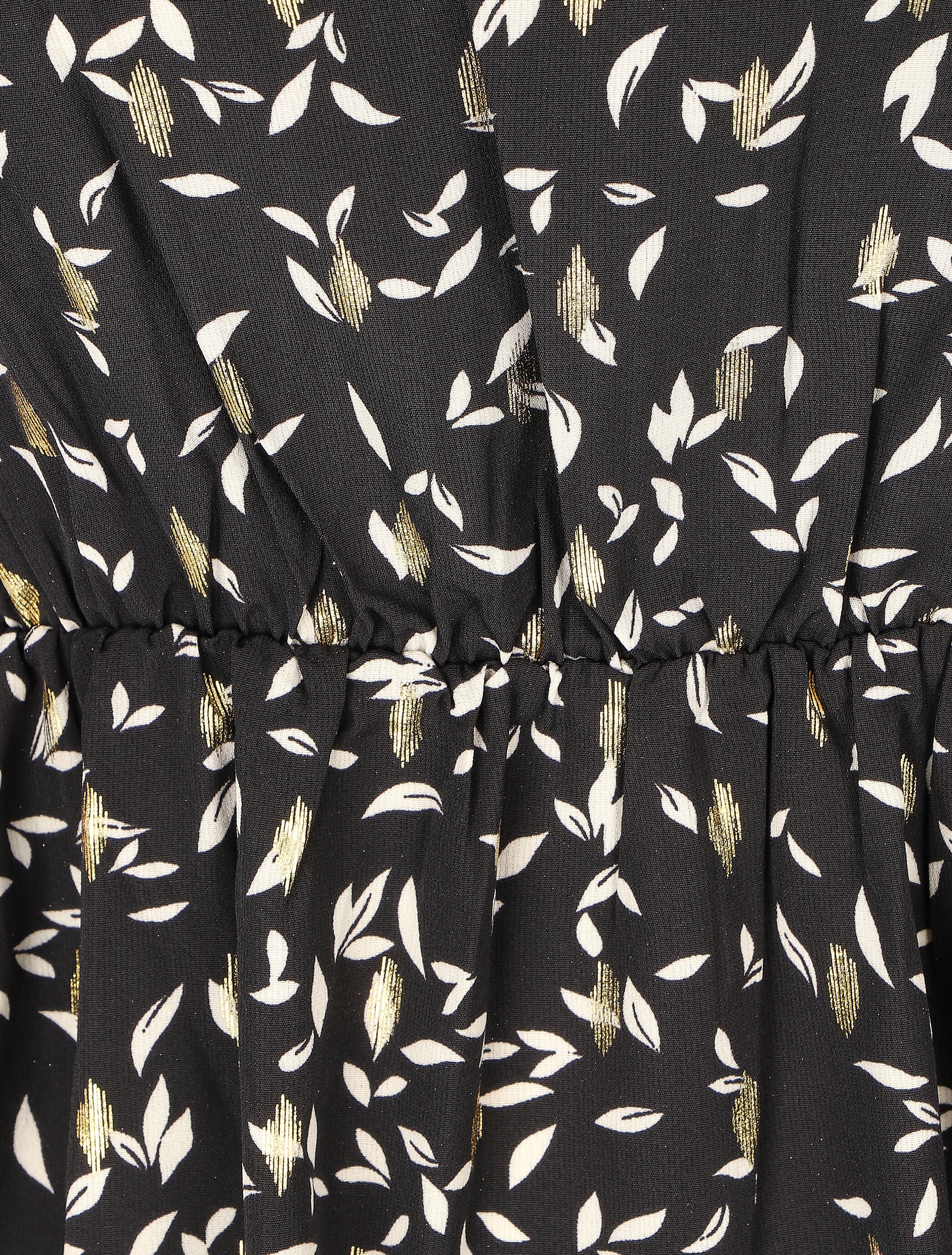 Robe évasée imprimé feuilles irisées - Noir - 3