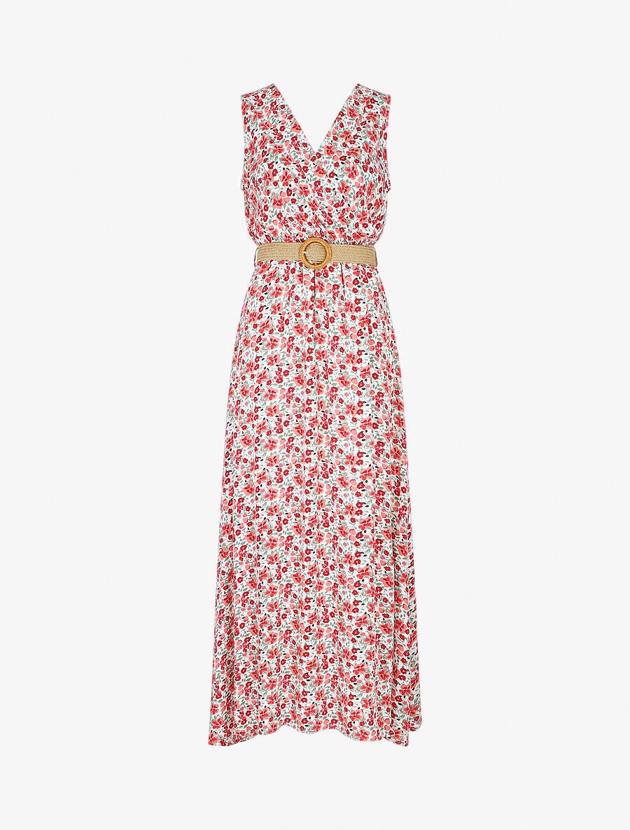 Robe longue à imprimé petites fleurs - Blanc - 1