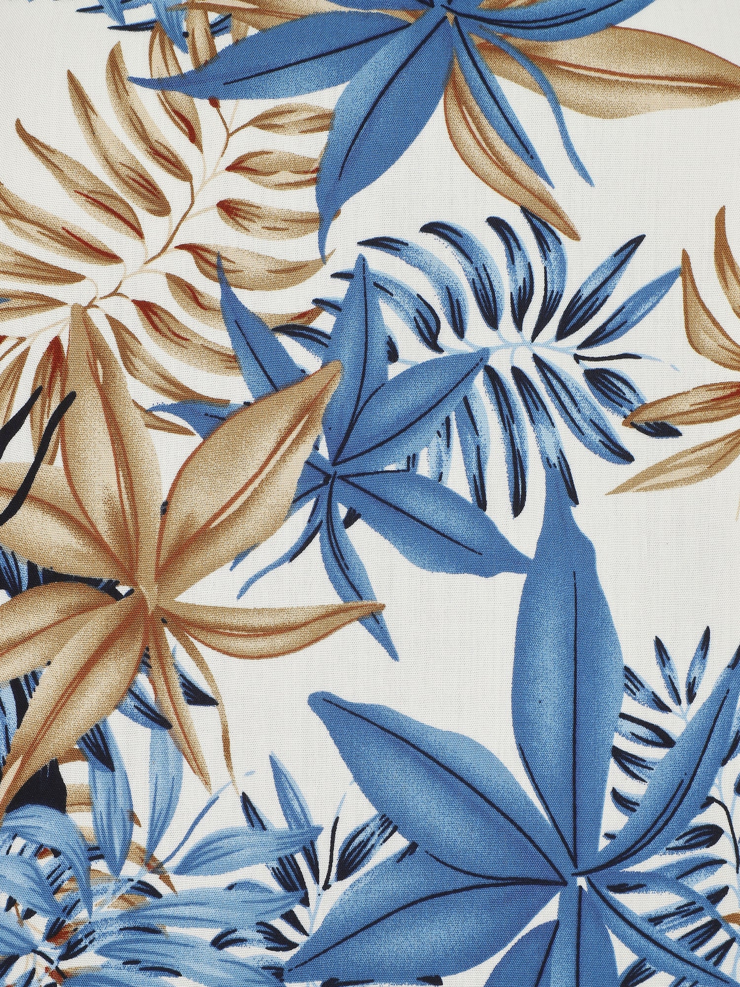 Top imprimé feuillage à col américain - Bleu - 3