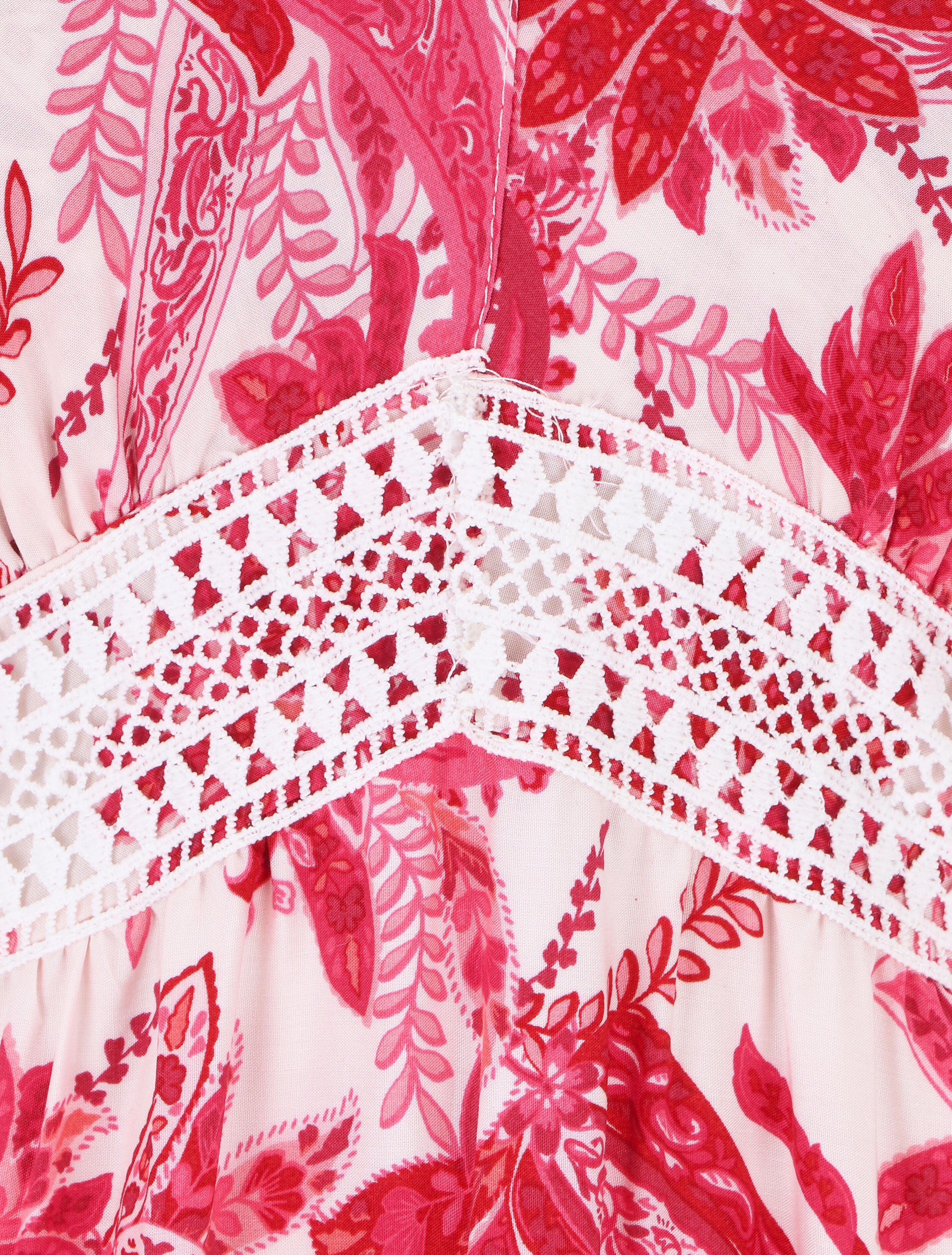 Robe imprimé foulard à base volantée - Fushia - 4