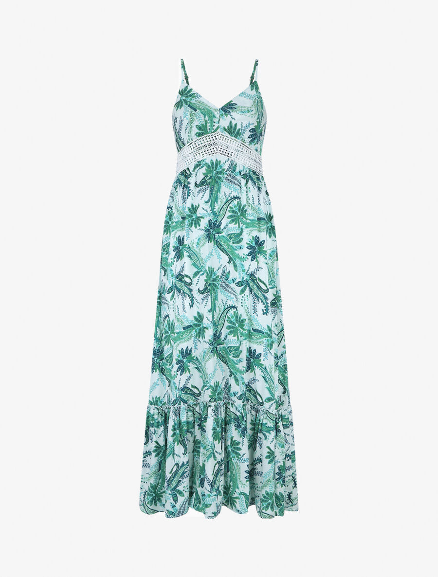 Robe imprimé foulard à base volantée - Vert - 5