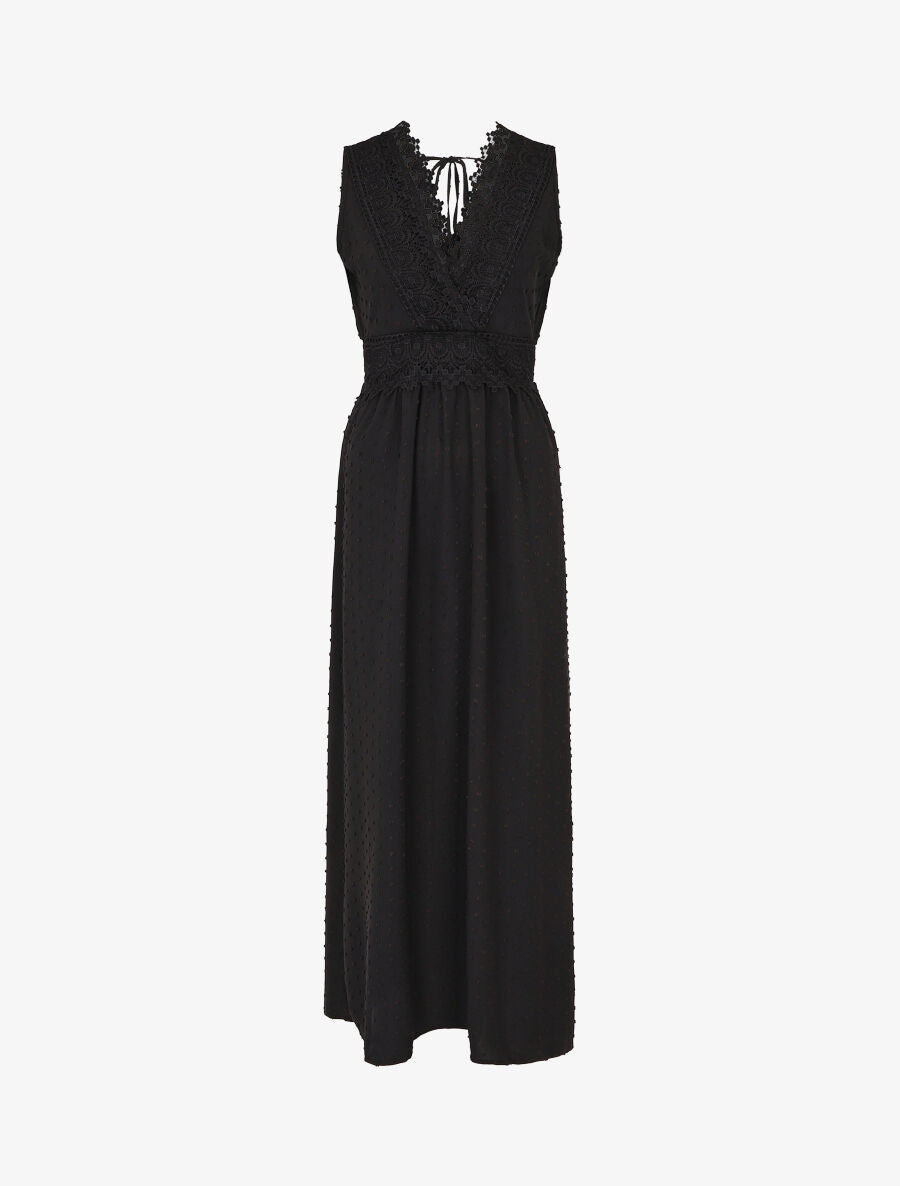 Robe longue unie texturée - Noir - 4