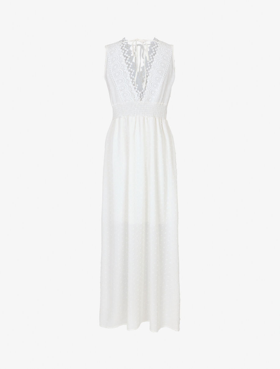 Robe longue unie texturée - Blanc - 2