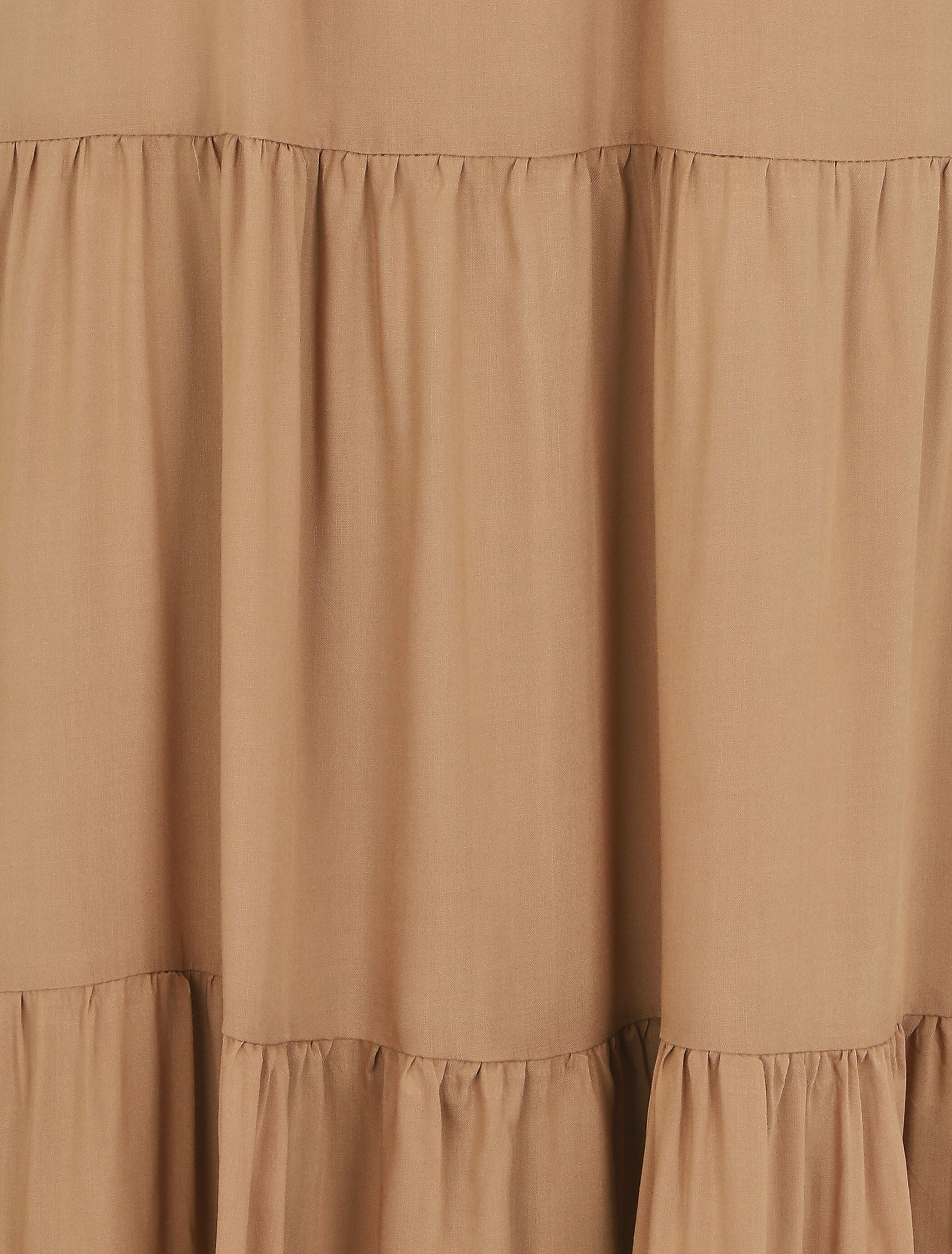 Robe longue unie à taille élastiquée - Beige - 3