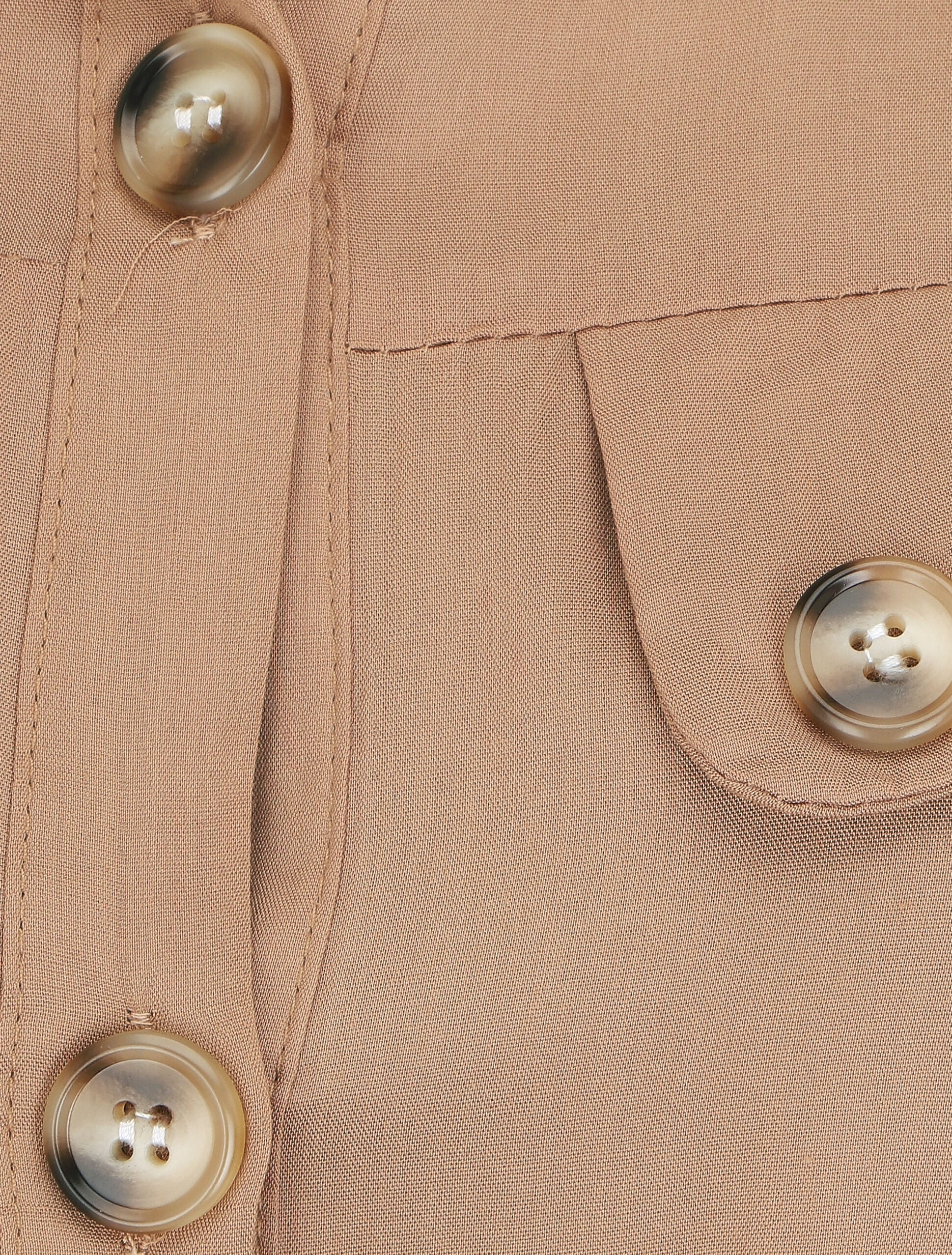 Robe chemise droite mi-longue manches courtes - Beige - 3