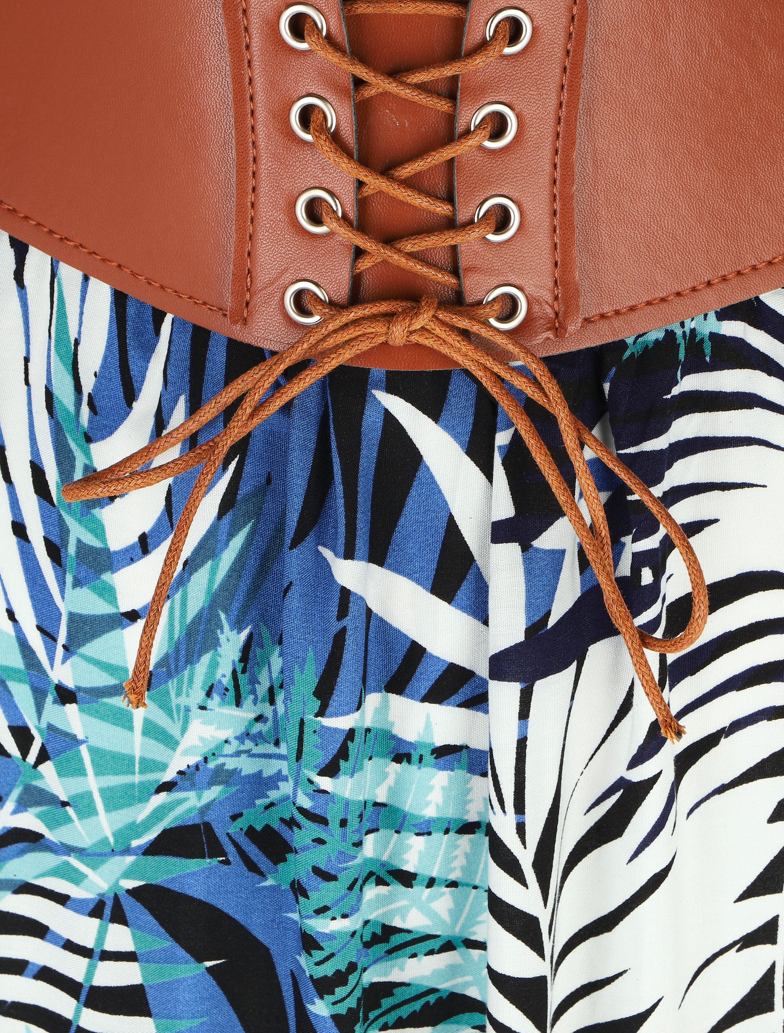 Jupe longue évasée imprimé tropical - Noir - 3