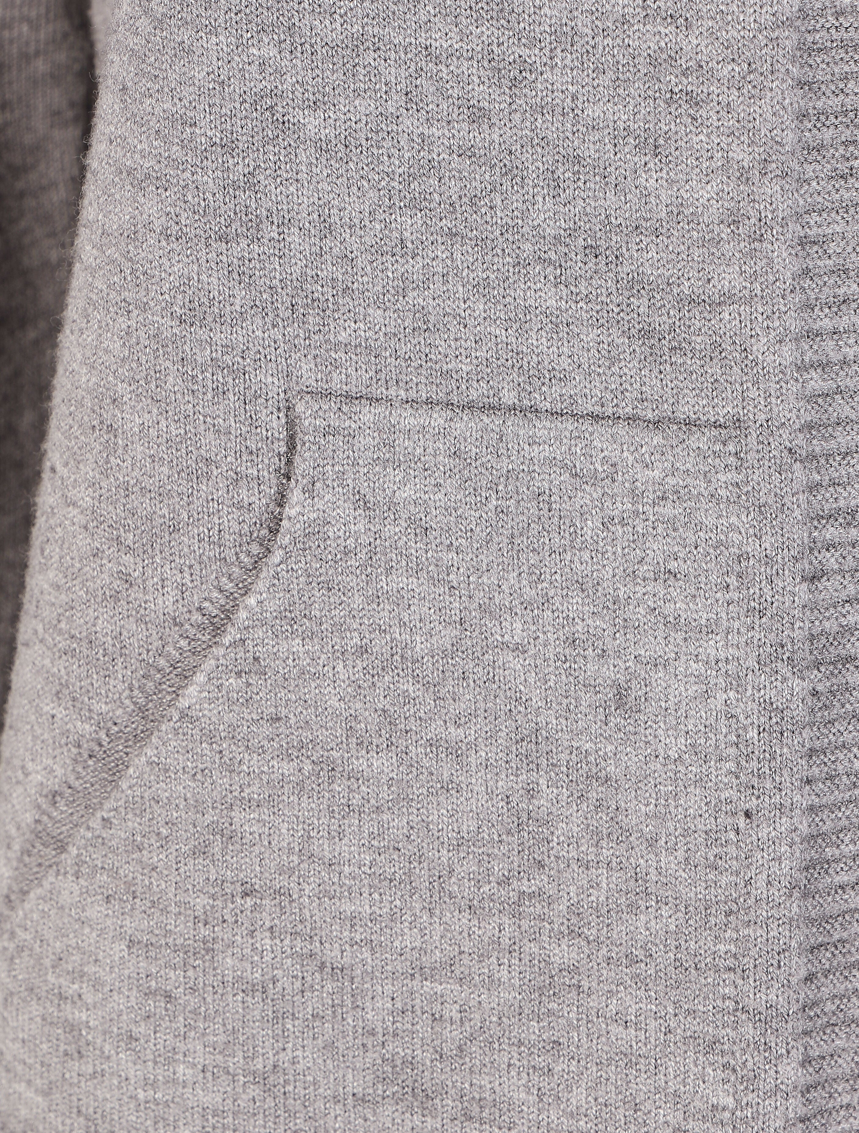 Gilet mi-long à capuche et boutons décoratifs - Gris - 3