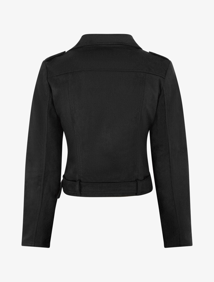 Veste style perfecto en suédine - Noir - 2