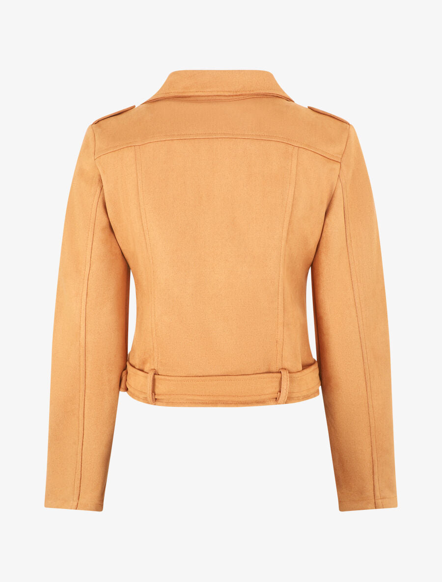 Veste style perfecto en suédine - Camel - 2