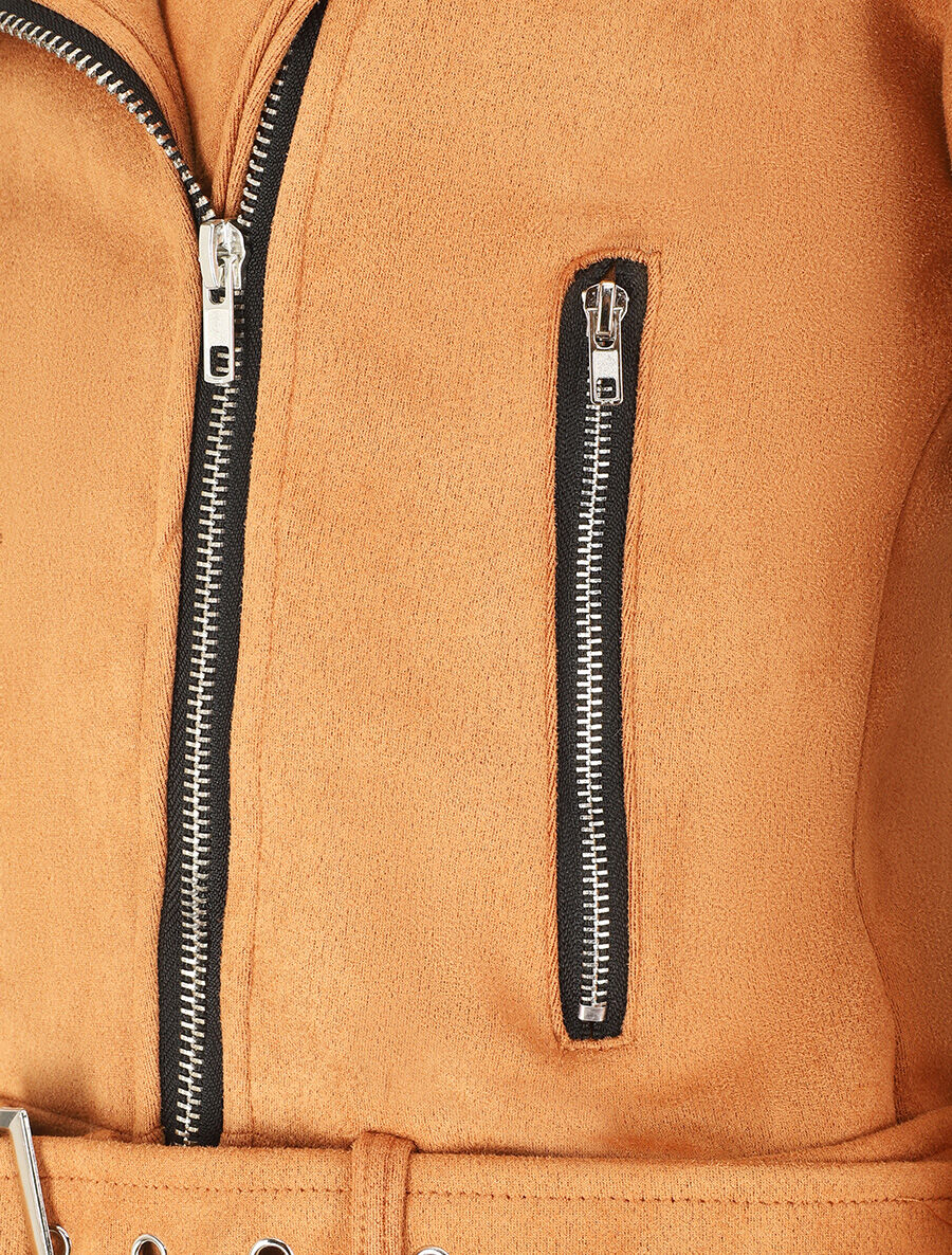 Veste style perfecto en suédine - Camel - 3