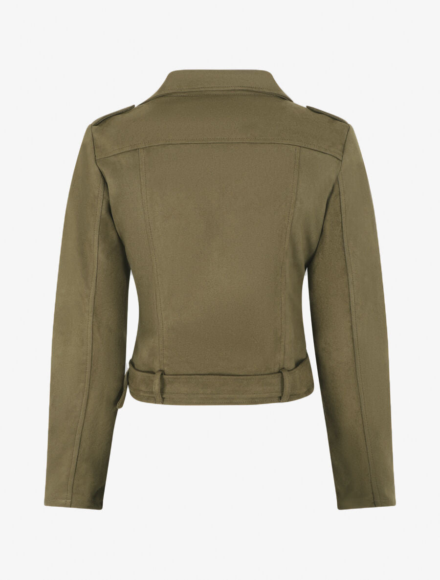 Veste style perfecto en suédine - Kaki - 2