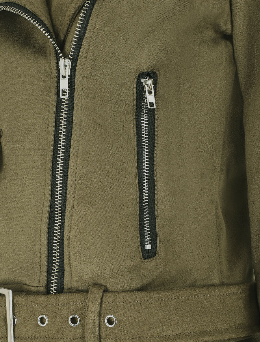 Veste style perfecto en suédine - Kaki - 3