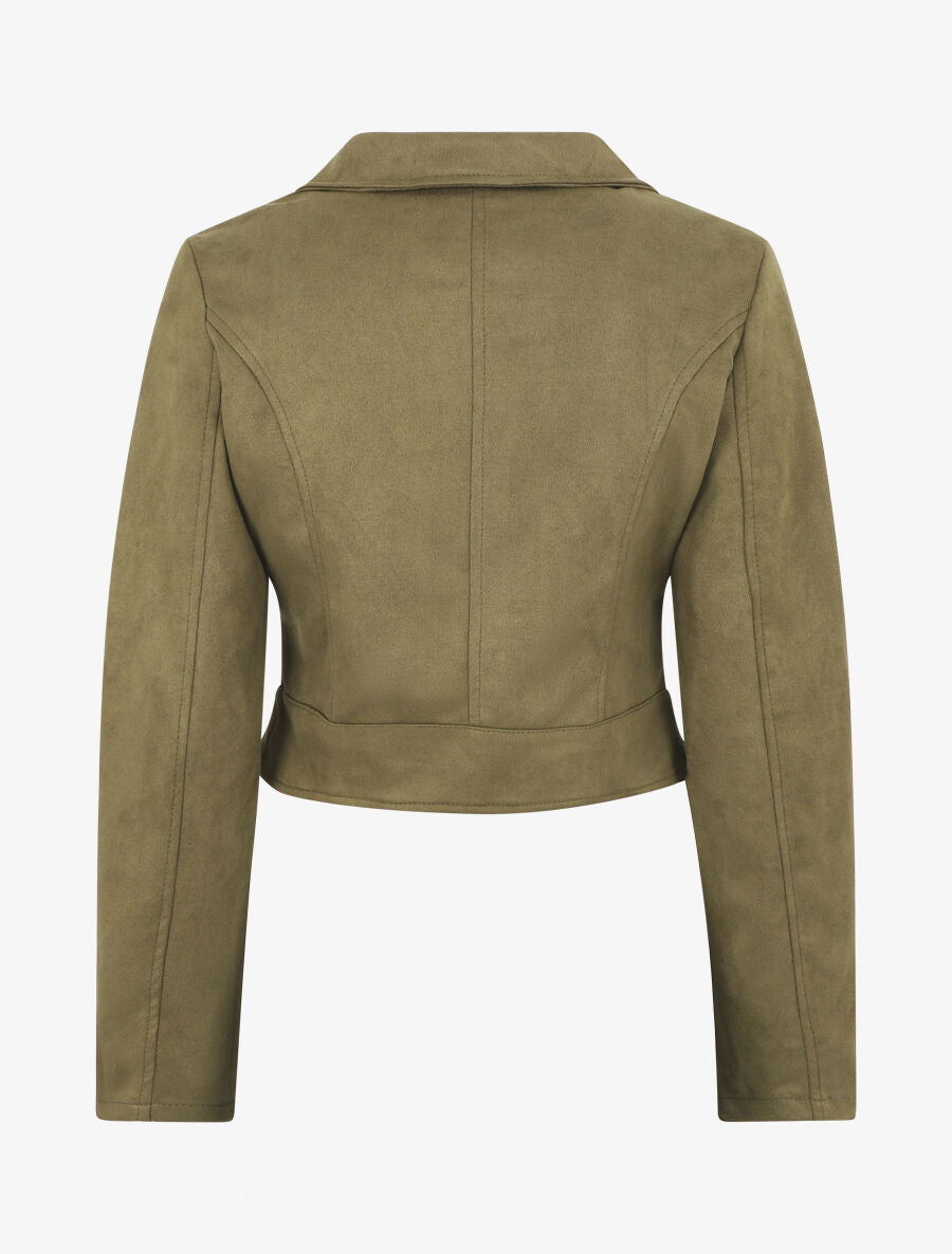 Veste en suédine style perfecto - Kaki - 2