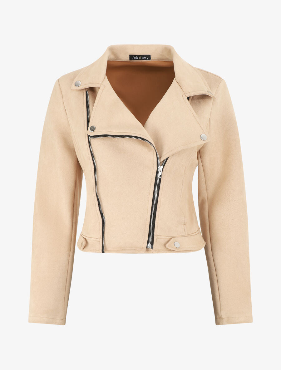 Veste zippée en suédine - Beige - 1