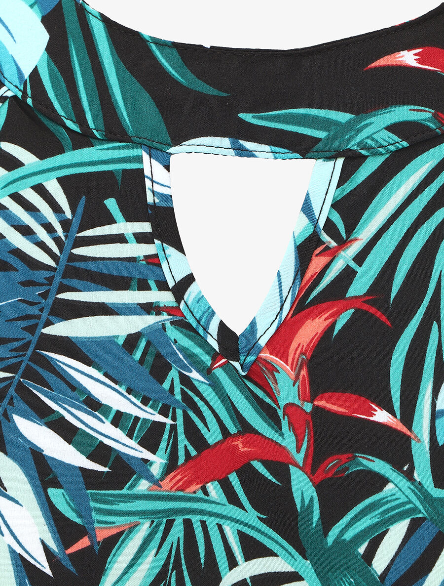 Top sans manches imprimé tropical - Bleu - 3