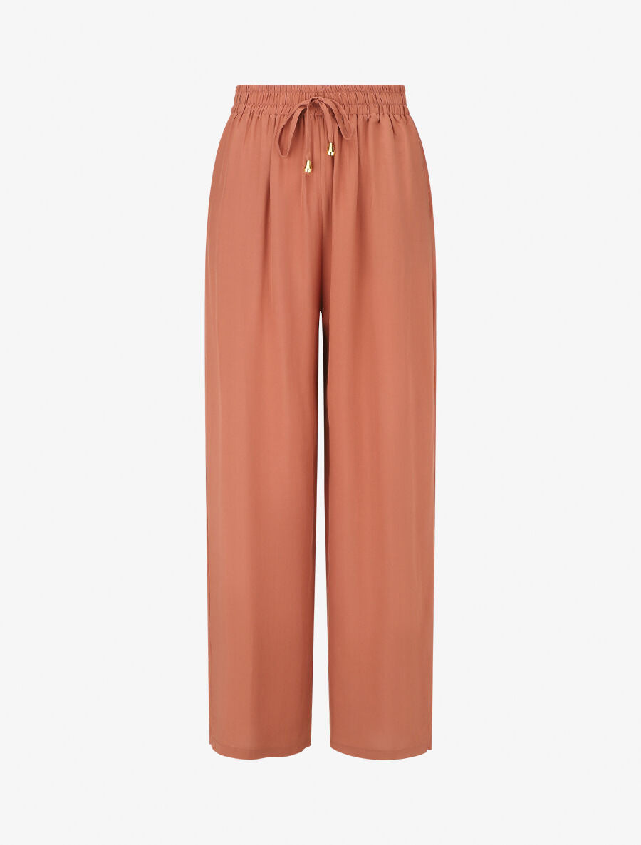 Pantalon ample à taille élastiquée - Corail - 1