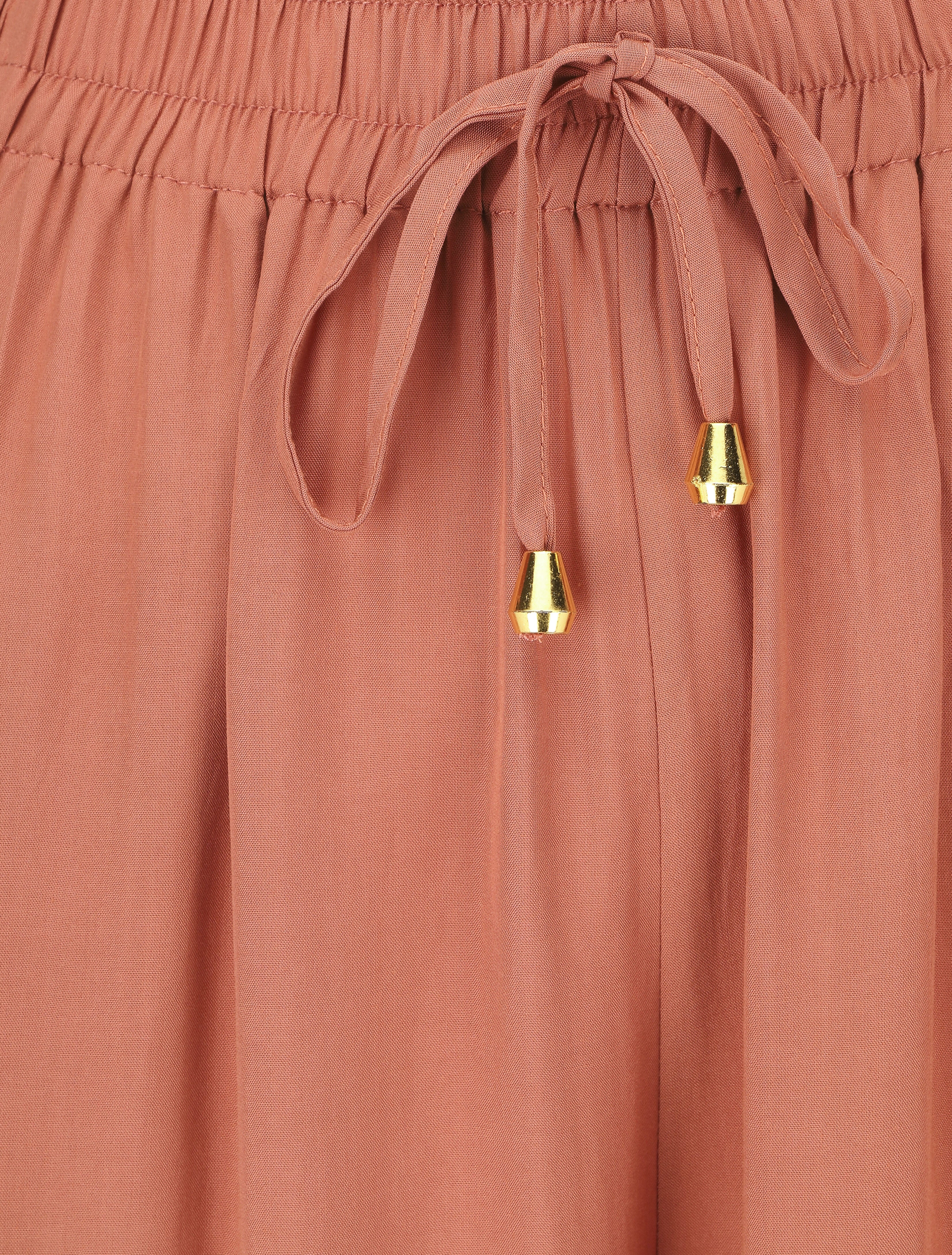 Pantalon ample à taille élastiquée - Corail - 3