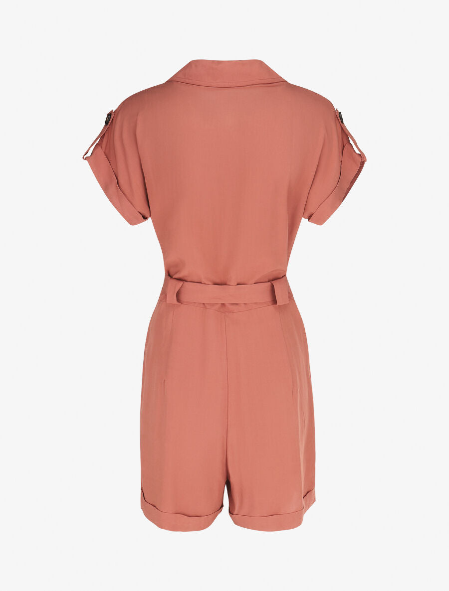 Combishort droite unie manches courtes - Vieux rose - 2