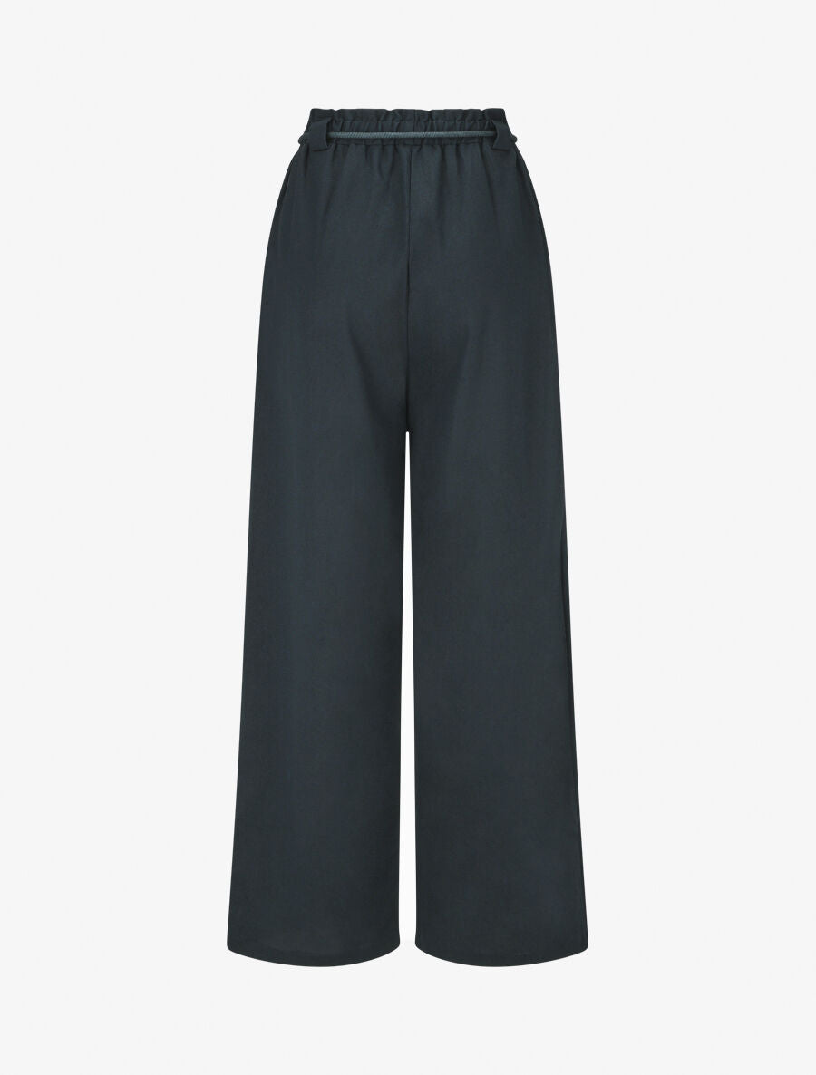 Pantalon élastiqué effet lin - Marine - 2