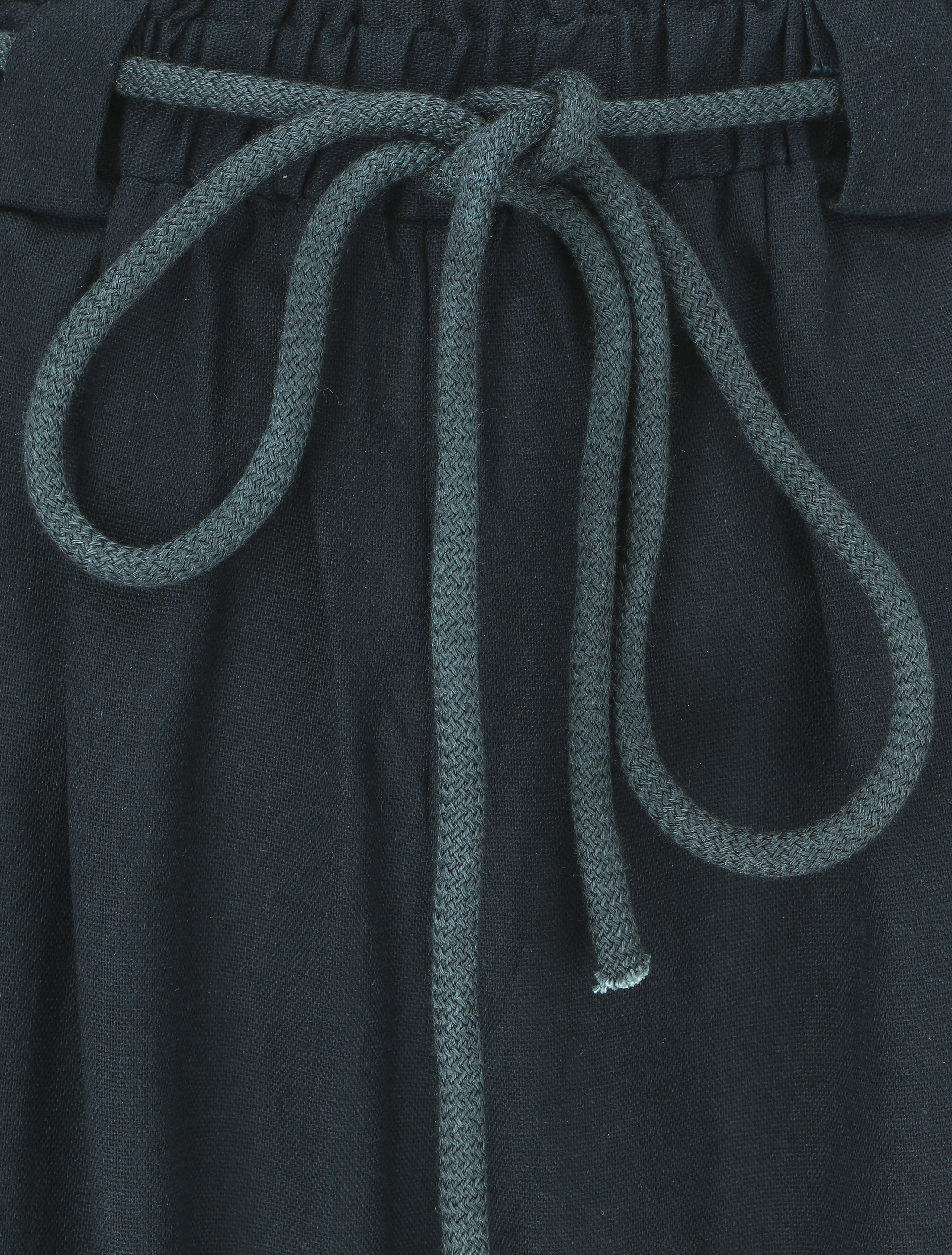 Pantalon élastiqué effet lin - Marine - 3