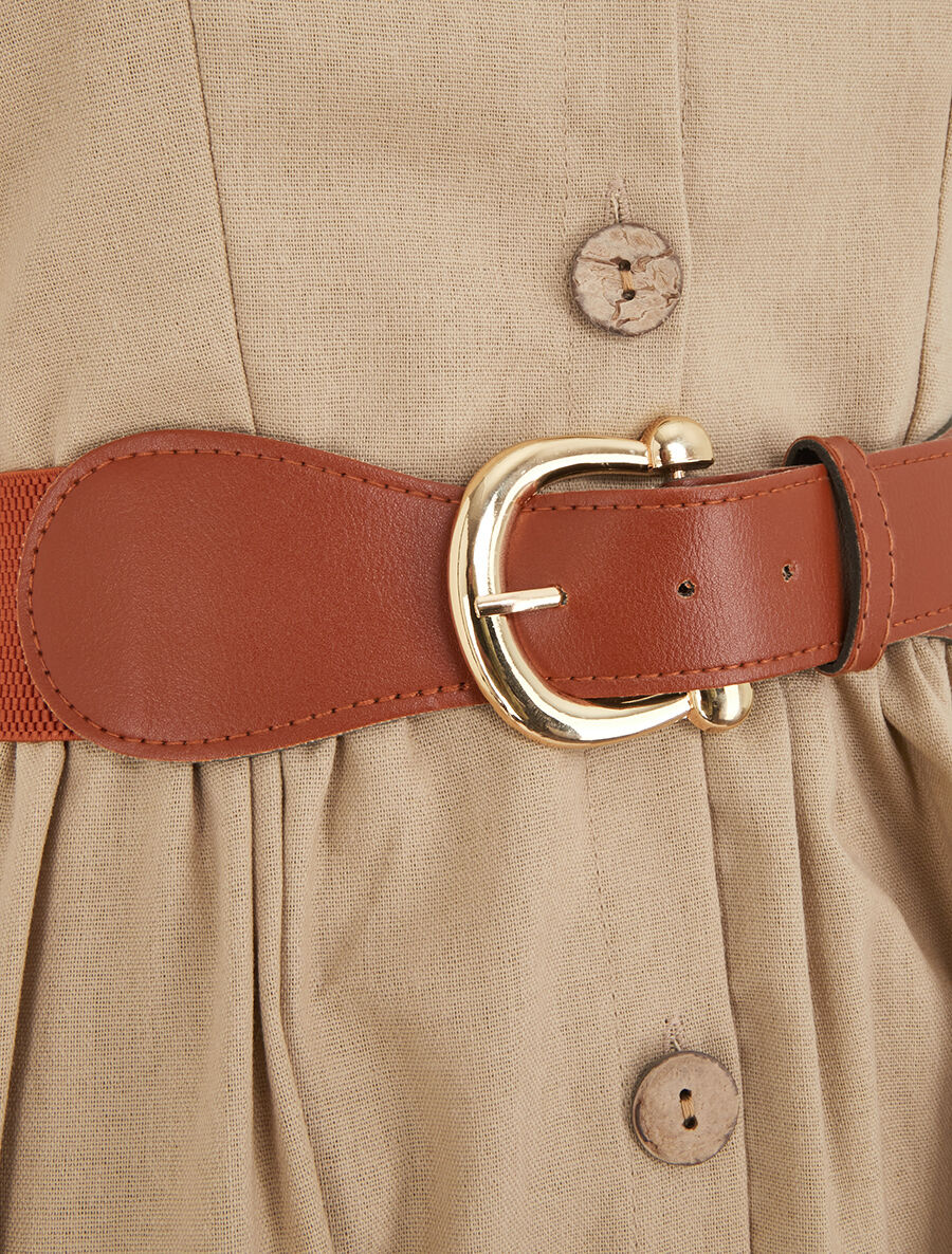 Robe unie effet lin - Beige - 3