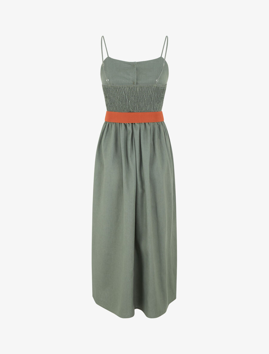 Robe unie effet lin - Kaki - 2