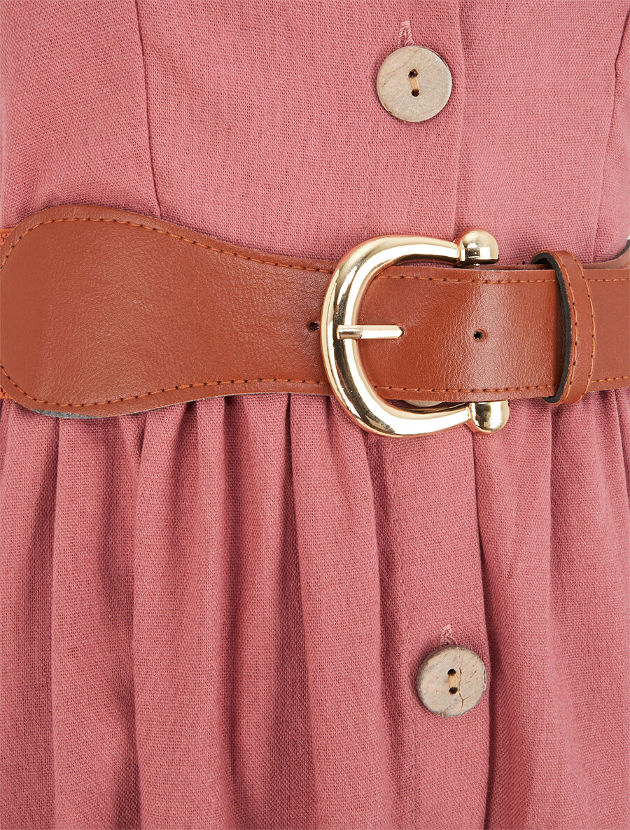 Robe unie effet lin - Vieux rose - 3