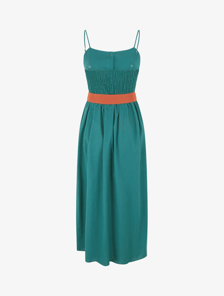Robe unie effet lin - Bleu canard - 2