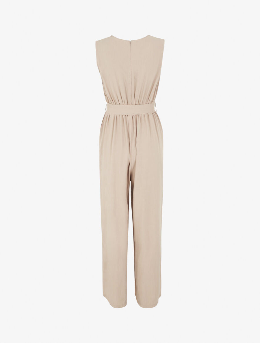 Combinaison fluide ceinturée - Beige - 2