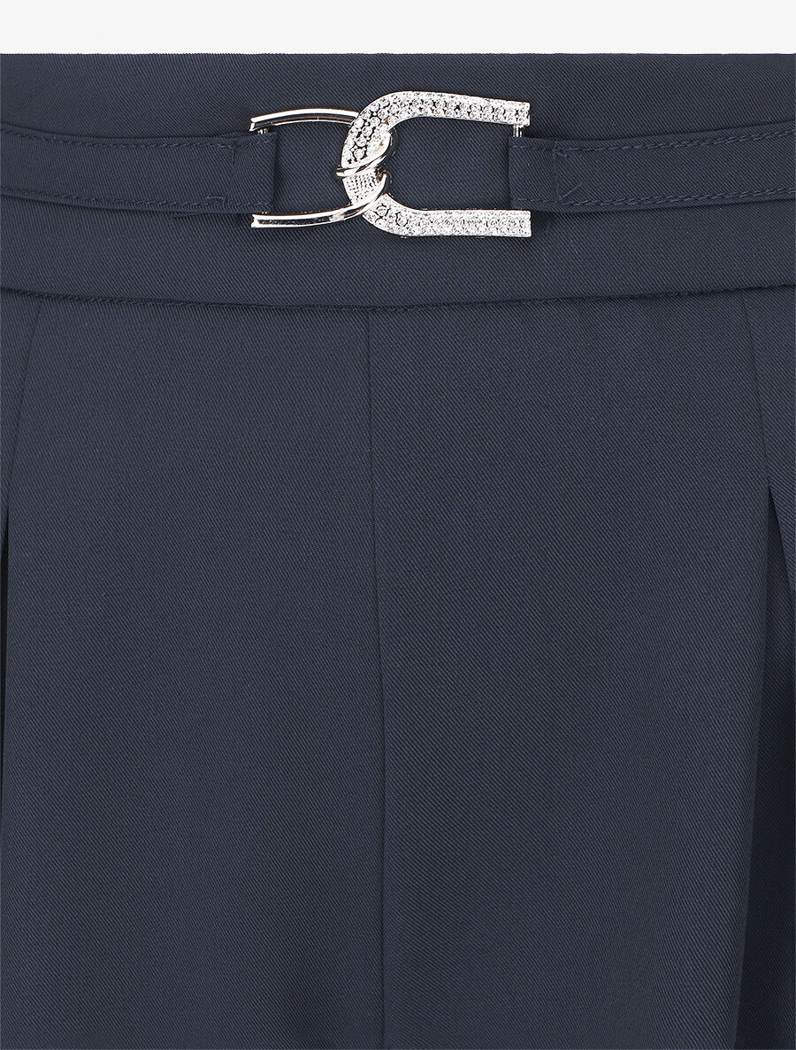 Pantalon ample taille haute à boucle style maillon - Marine - 3