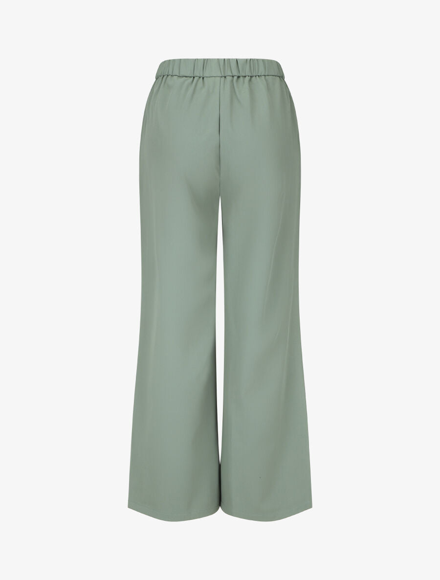 Pantalon ample taille haute à boucle style maillon - Vert gris - 2