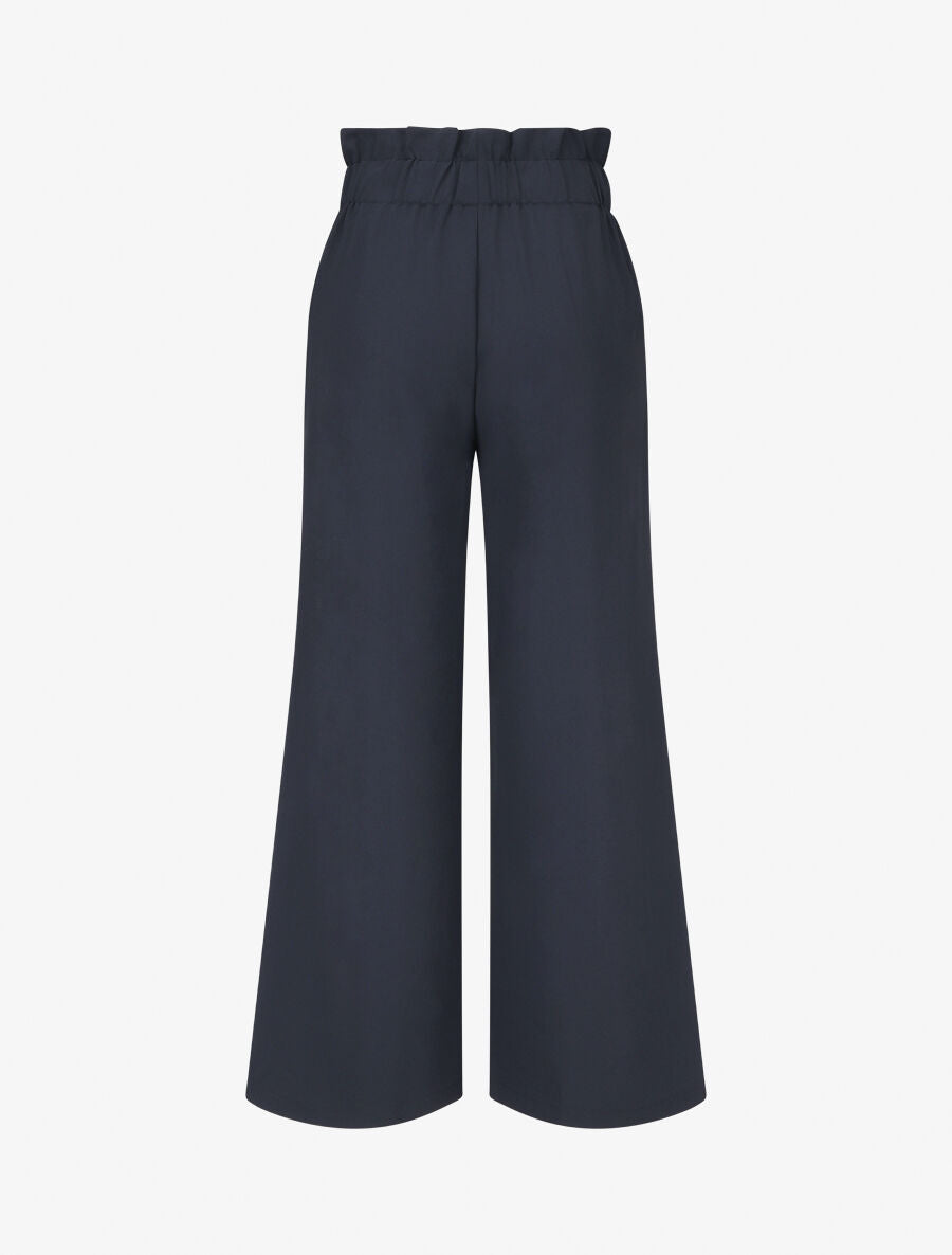 Pantalon ample uni à taille haute - Marine - 2