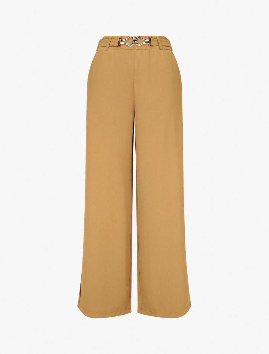 Pantalon ample à boucle fantaisie - Camel - 4