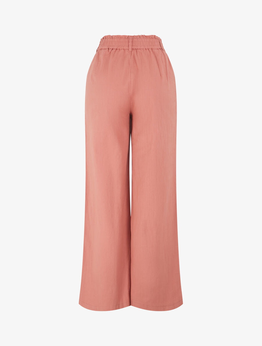 Pantalon ample effet lin à 2 boutons - Vieux rose - 2