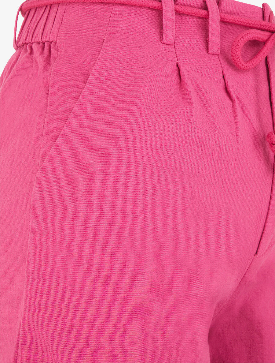 Short uni à revers effet lin - Fushia - 3