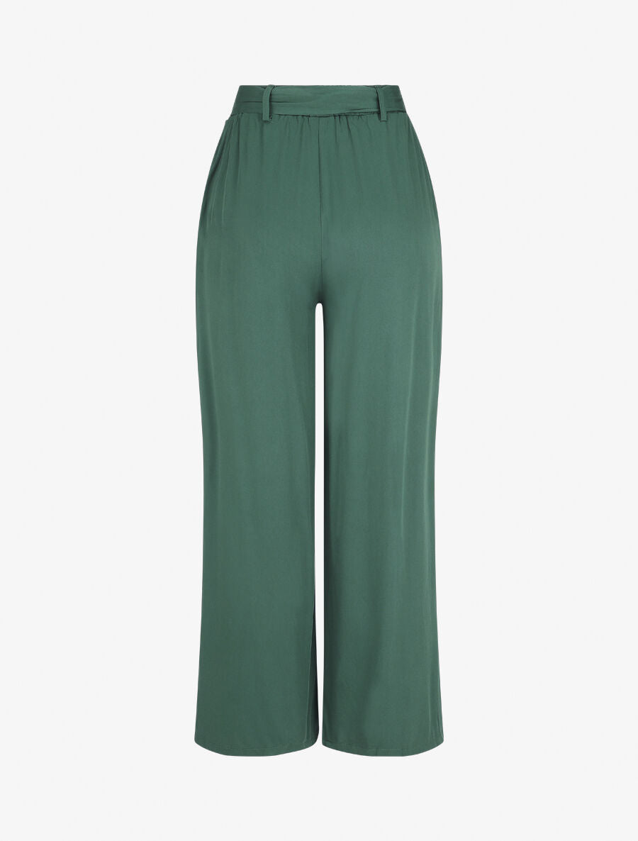 Pantalon fluide élastiqué - Vert sapin - 2