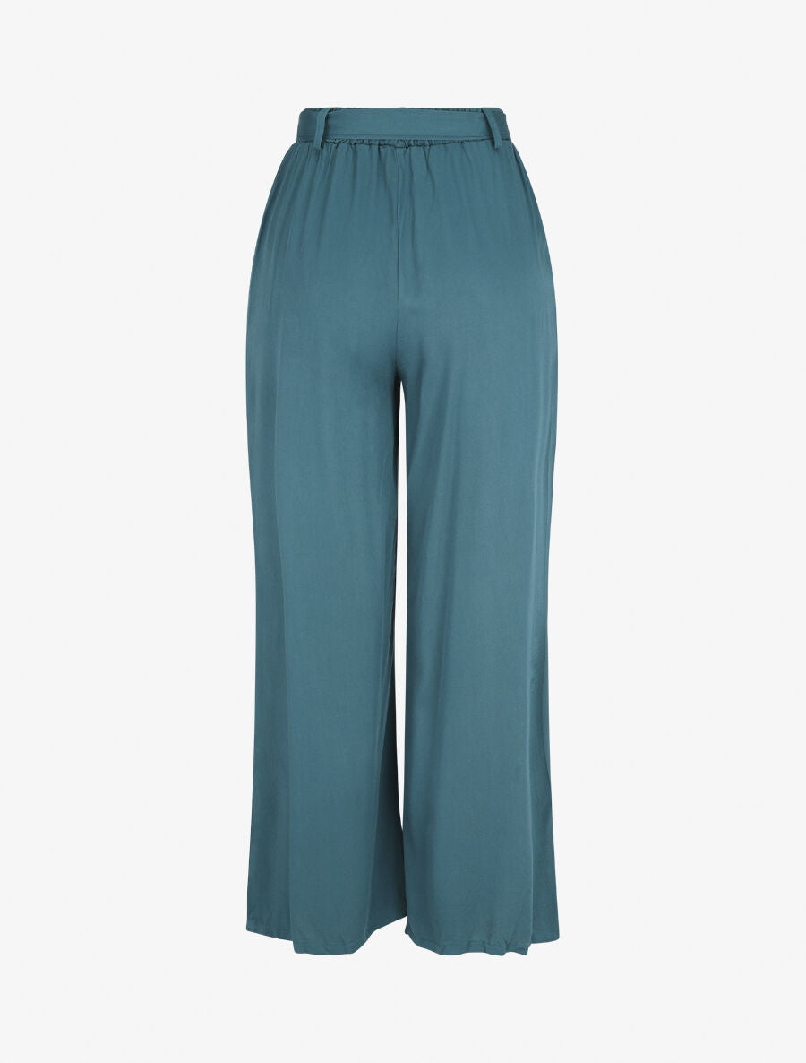 Pantalon fluide élastiqué - Bleu canard - 2