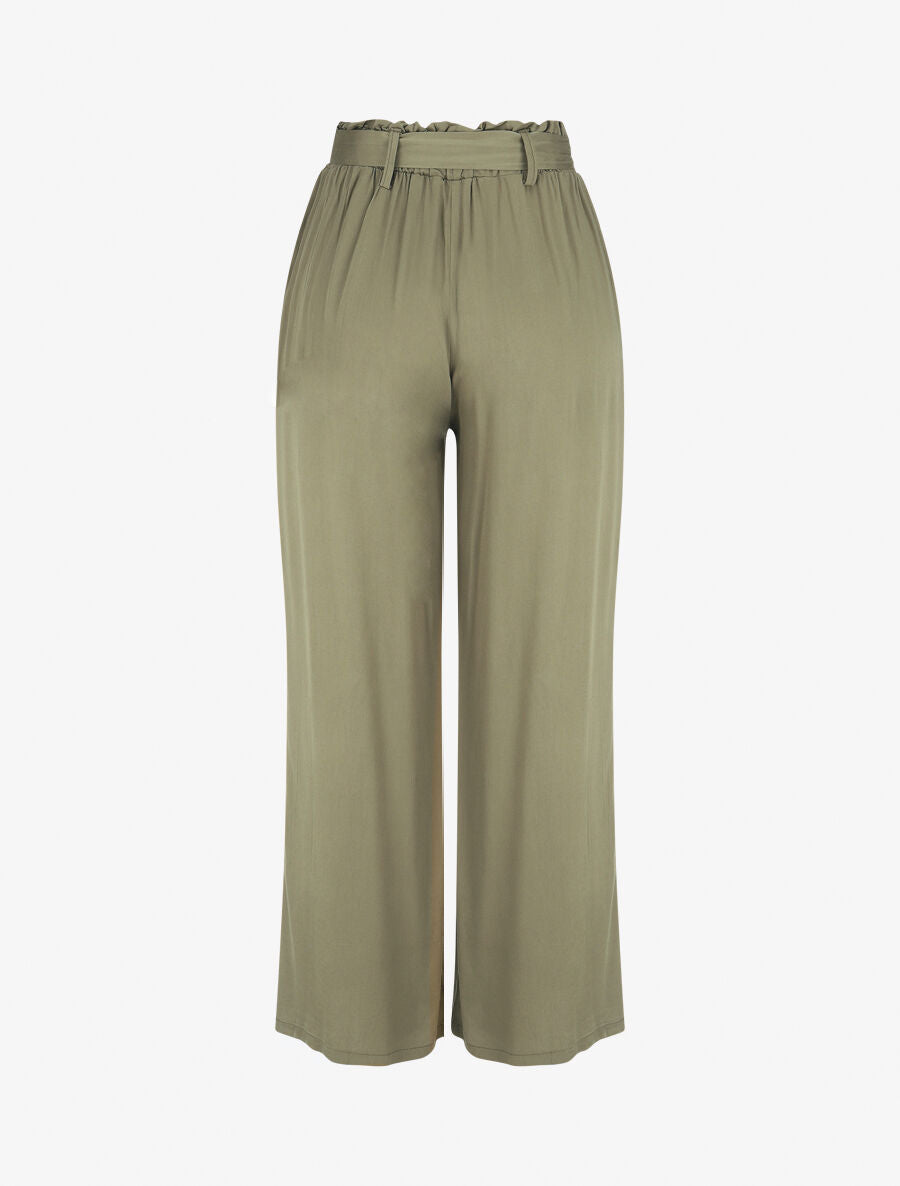 Pantalon uni fluide élastiqué - Kaki - 2