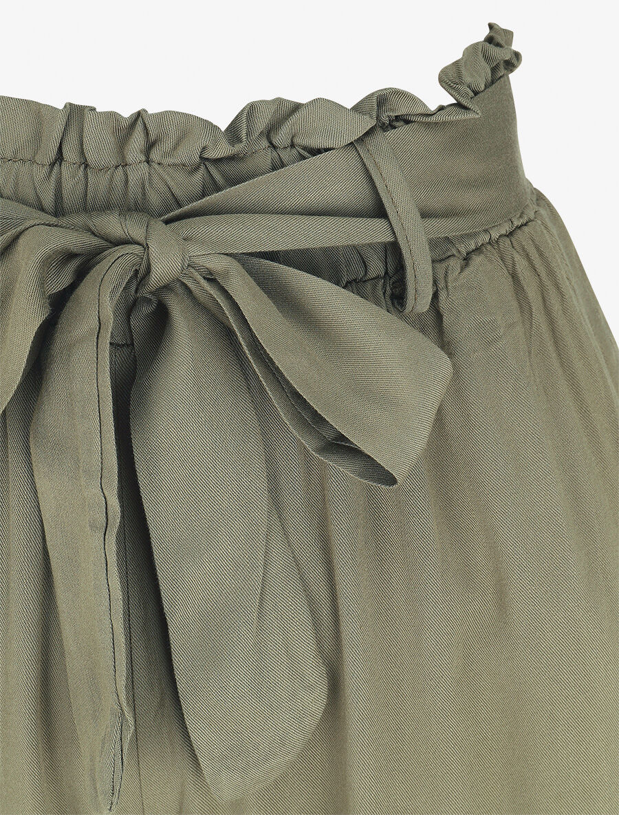 Pantalon uni fluide élastiqué - Kaki - 3