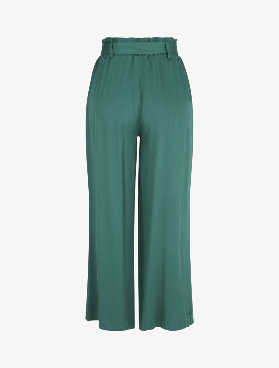 Pantalon uni fluide élastiqué - Vert sapin - 2