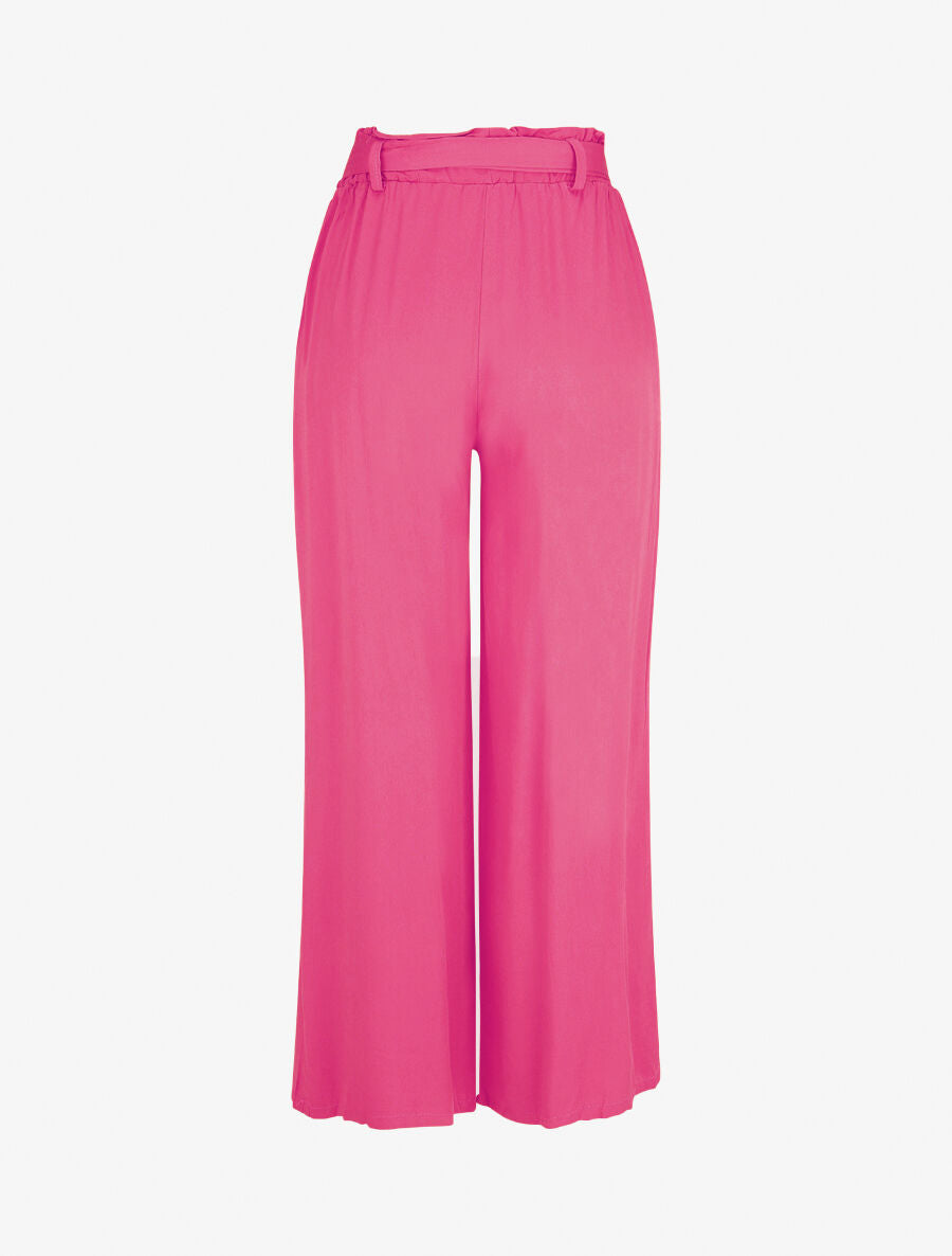 Pantalon uni fluide élastiqué - Fushia - 2