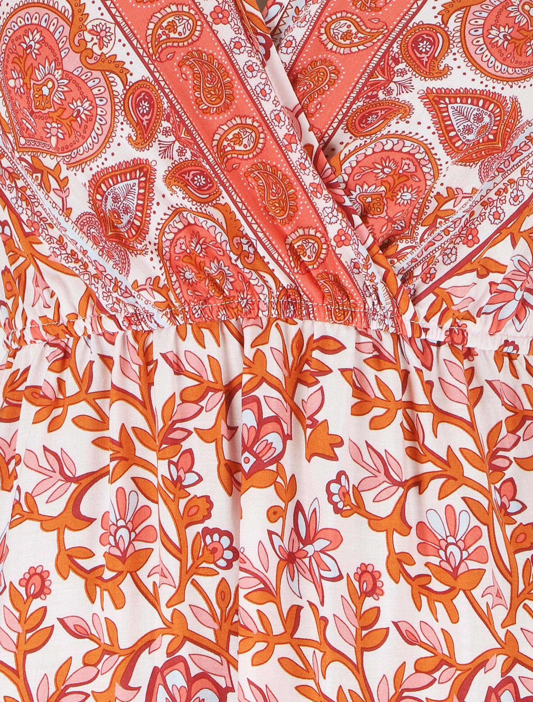 Robe imprimé foulard à manches volantées - Orange - 3